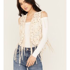 Cream Fringe Women's Sweater Vest